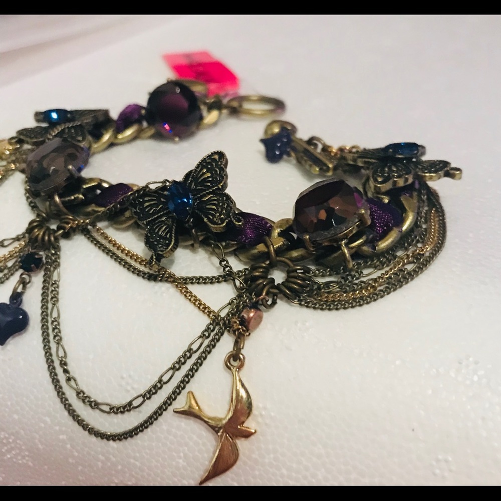 Betsey Johnson butterfly bracelet gypsy boho gothic bohemian fairy festival B13 - Picture 5 of 6